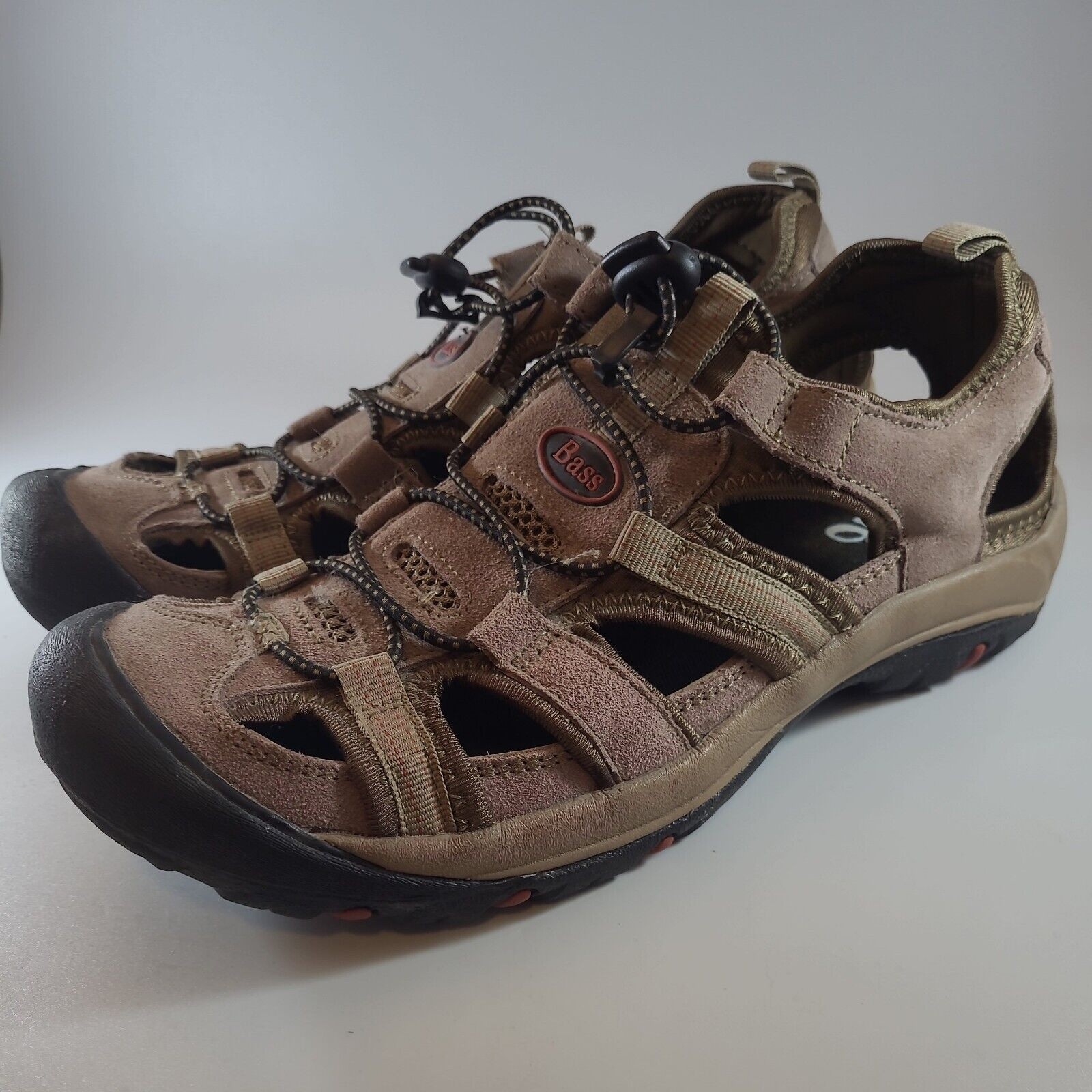 Bass H2o Bullseye Men's Sandals Closed Toe Brown Fisherman Size 9m Brown Leather